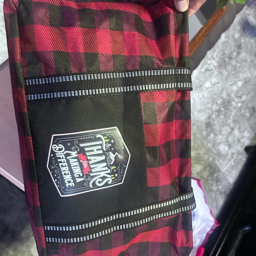 Pink and Black Plaid Tote Bag